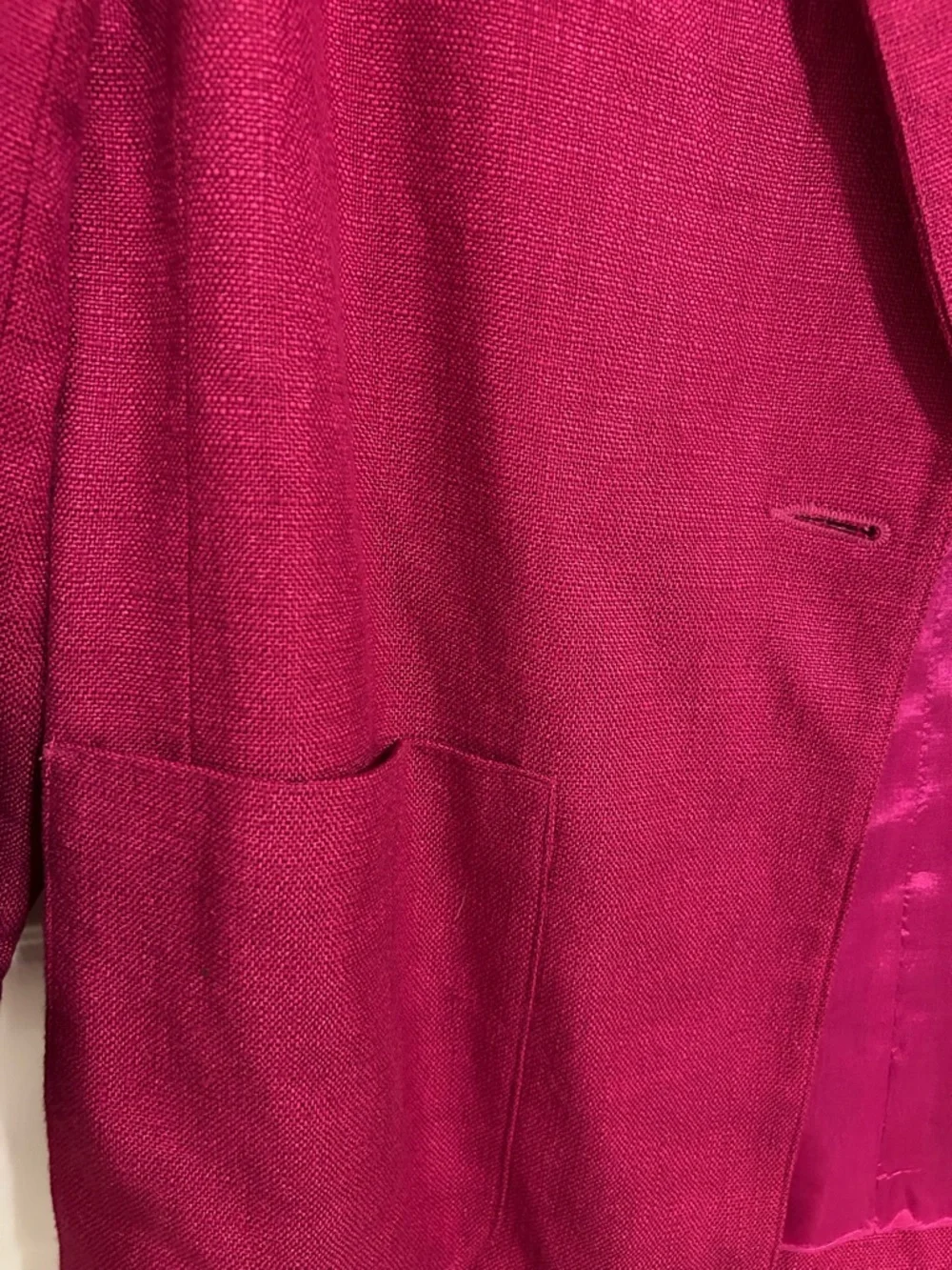 Essential Elements Magenta Pink Textured Blazer Women's Medium Single Button